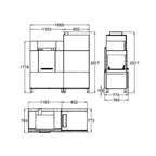 Dimensions and installation drawing of the 200C Series conveyor dishwasher