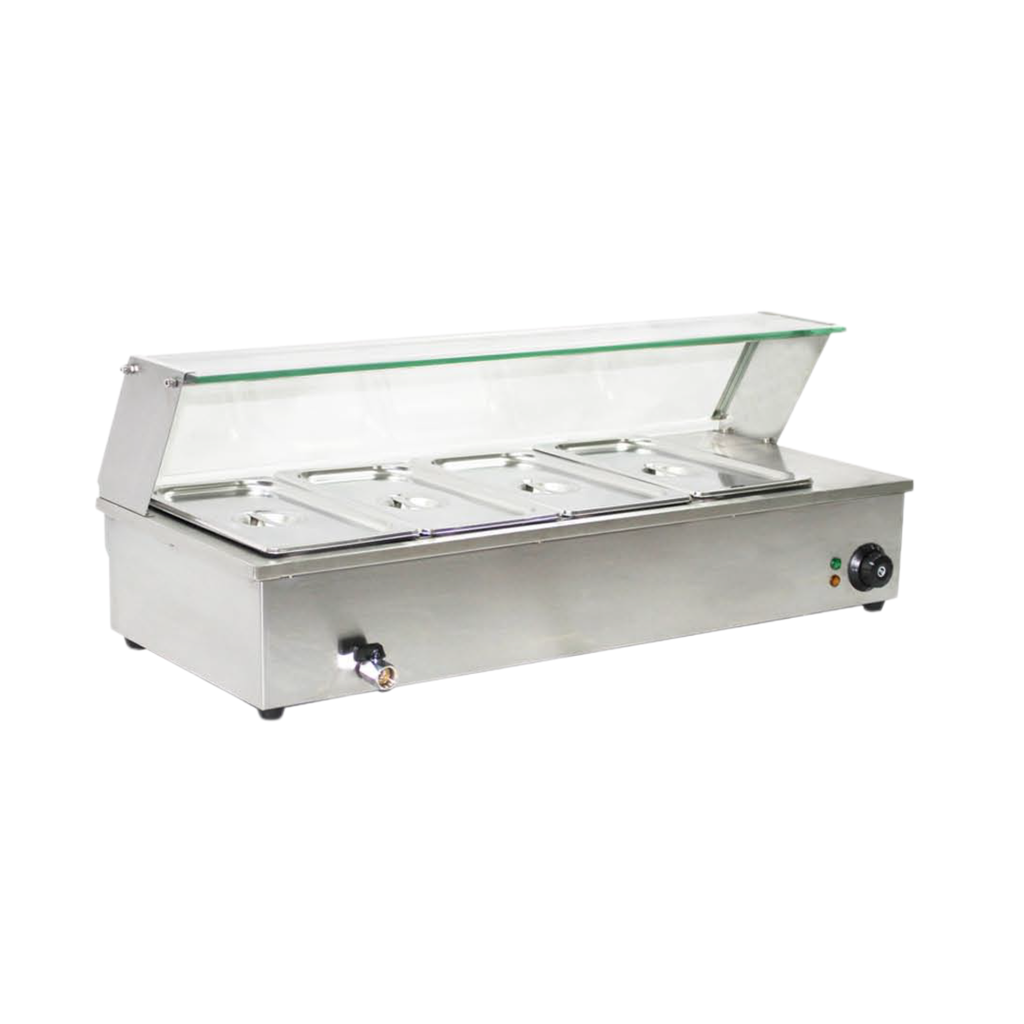 Bain Marie Food Warmer with Glass Sneeze Guard | BM Series
