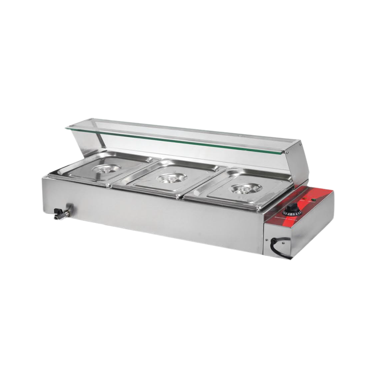 Bain Marie Food Warmer with Glass Sneeze Guard | BT Series