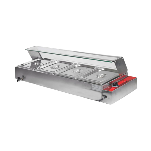 Bain Marie Food Warmer with Glass Sneeze Guard | BT Series