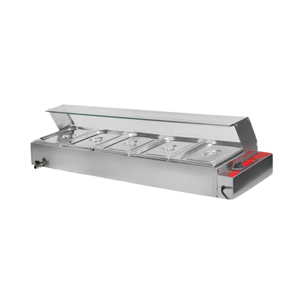 Bain Marie Food Warmer with Glass Sneeze Guard | BT Series