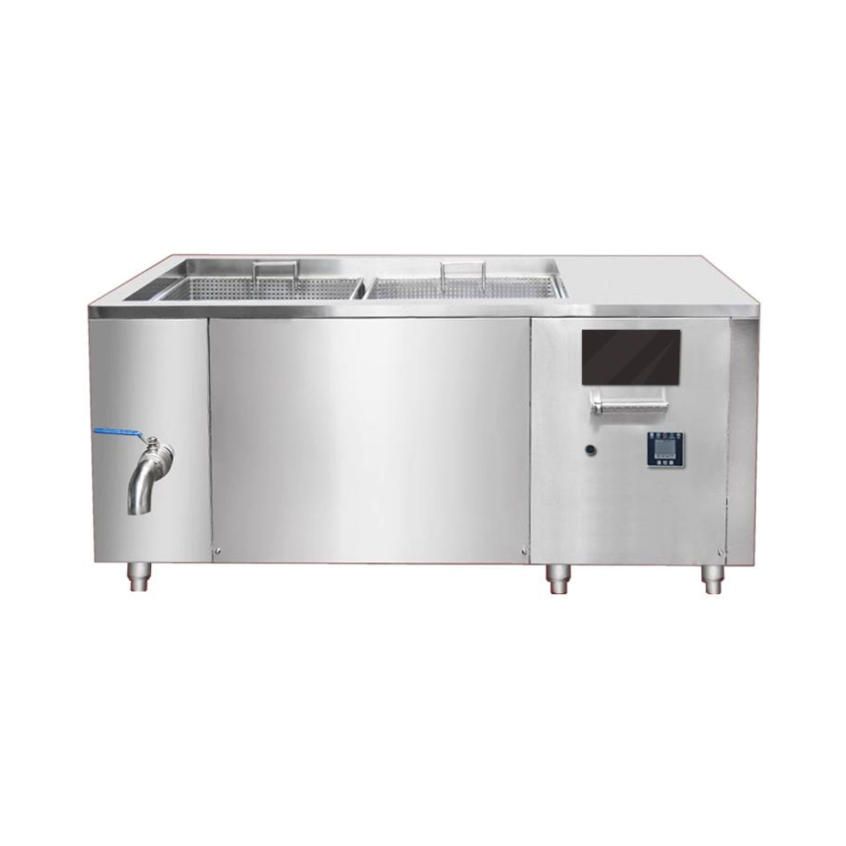 Commercial electric deep fryer with dual 90L stainless steel frying baskets