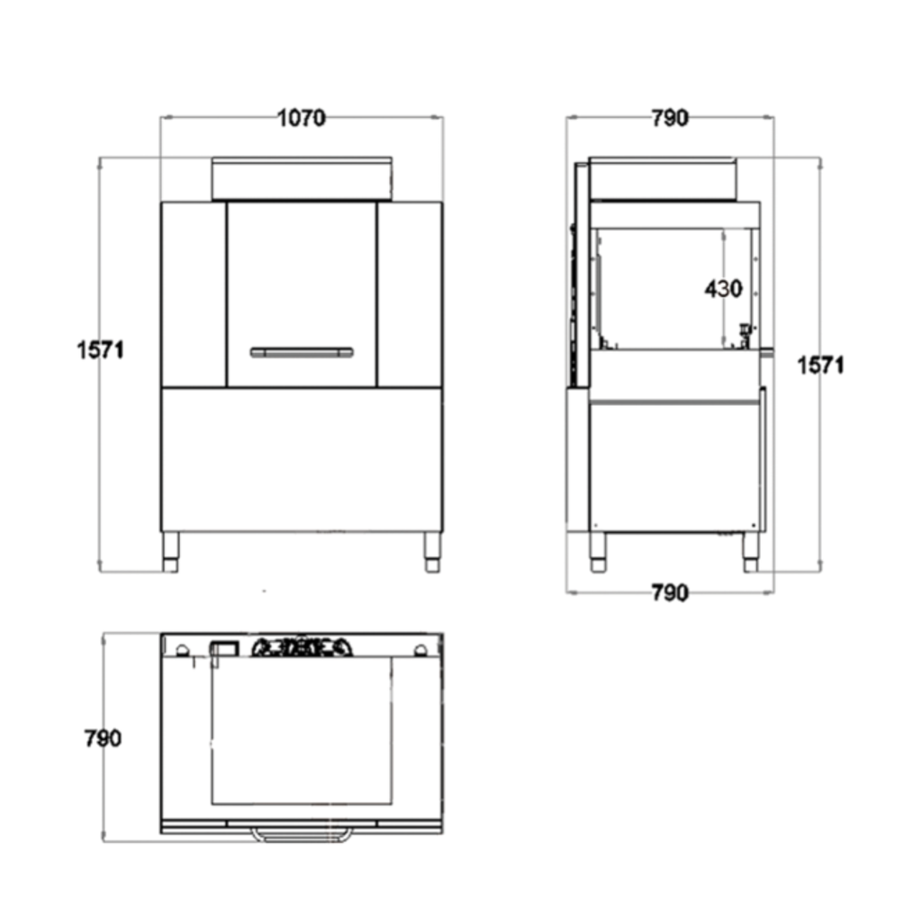 200K conveyor dishwasher dimensions and installation drawing