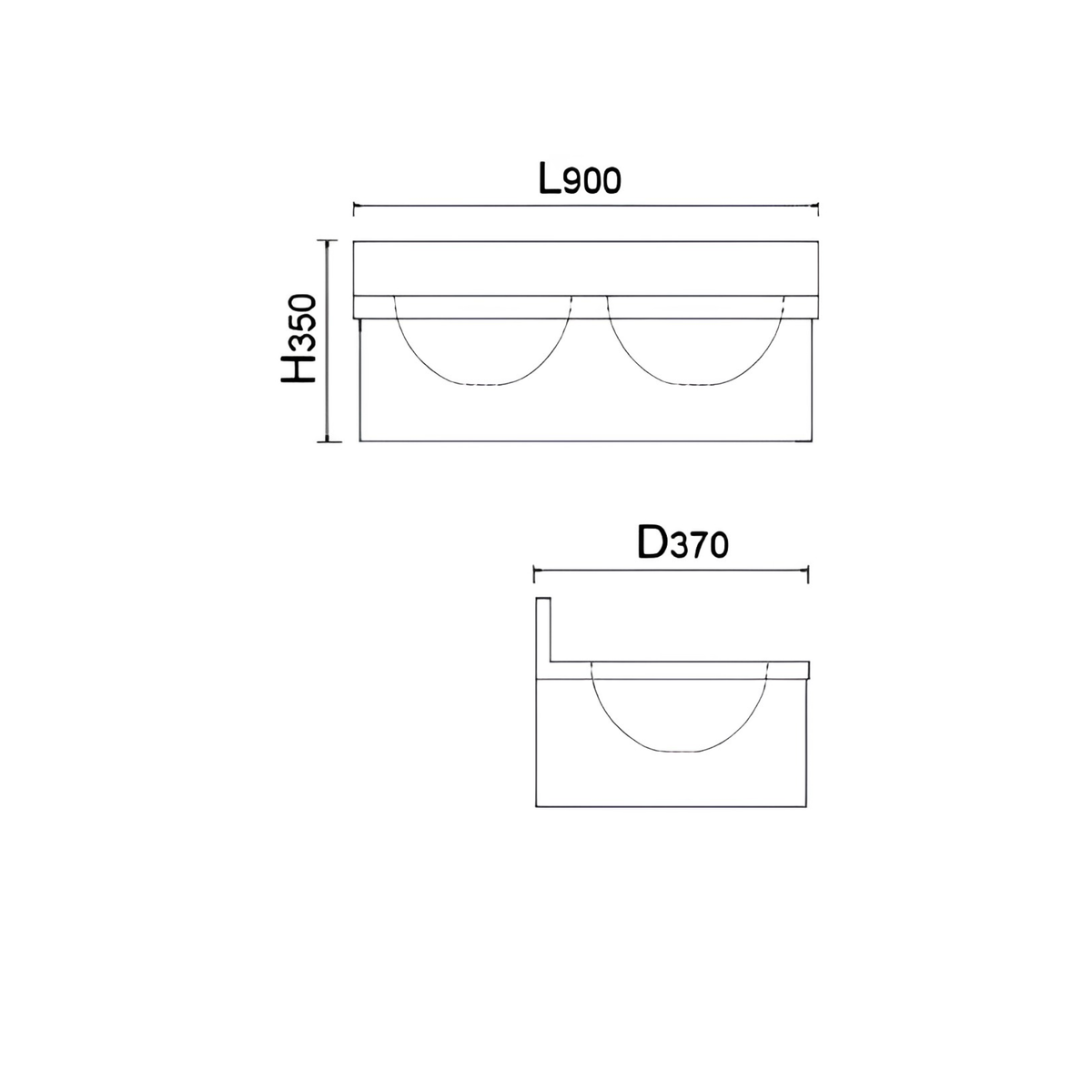 Commercial stainless steel wall-mounted double bowl hand wash station dimension