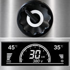 Induction tilting cooking kettle with touchscreen controls