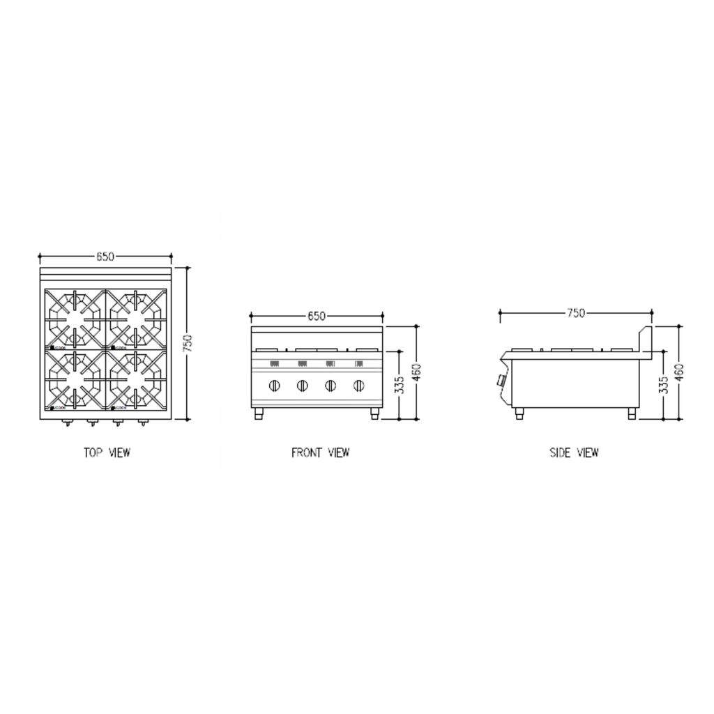 Commercial Gas Stove 4-Burner Portable