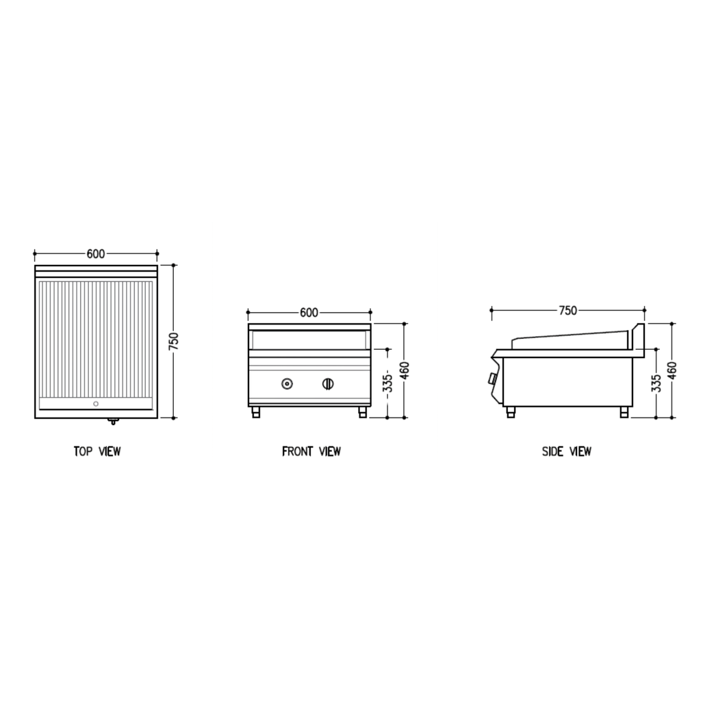 Commercial Gas Charcoal Griller/Charbroiler Portable | Countertop 600mm | GC60-P
