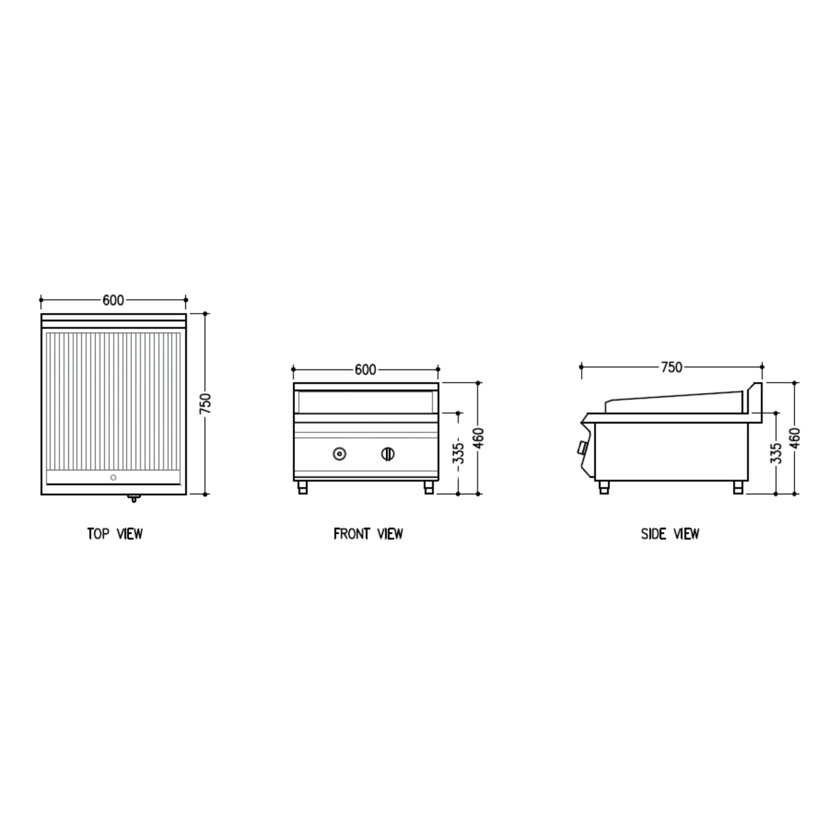 Commercial Gas Charcoal Griller/Charbroiler Portable | Countertop 600mm | GC60-P