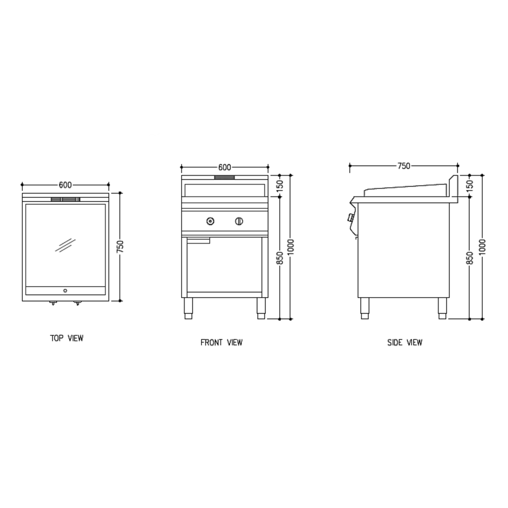 Commercial Gas Flat Griddle with Cabinet | GF60-C