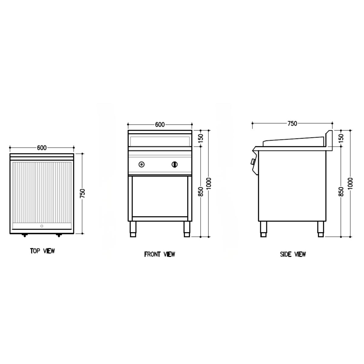 Commercial Gas Charcoal Griller Cabinet 600mm | GC60-C