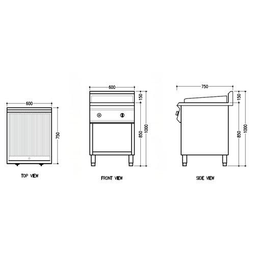 Commercial Gas Charcoal Griller Cabinet 600mm | GC60-C