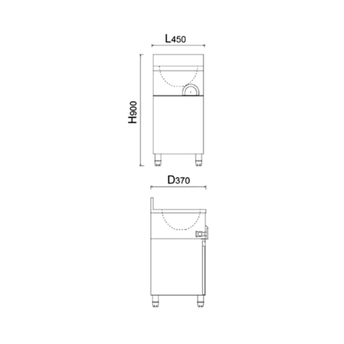 Stainless steel knee-operated hand wash basin with waste bin