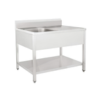 Single bowl sink with undershelf