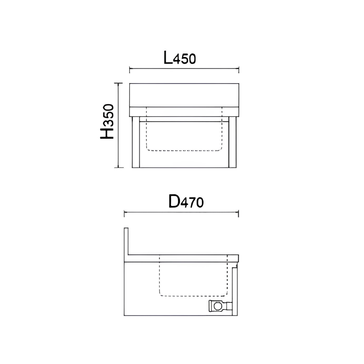 Wide push panel stainless steel hand wash basin for commercial kitchens